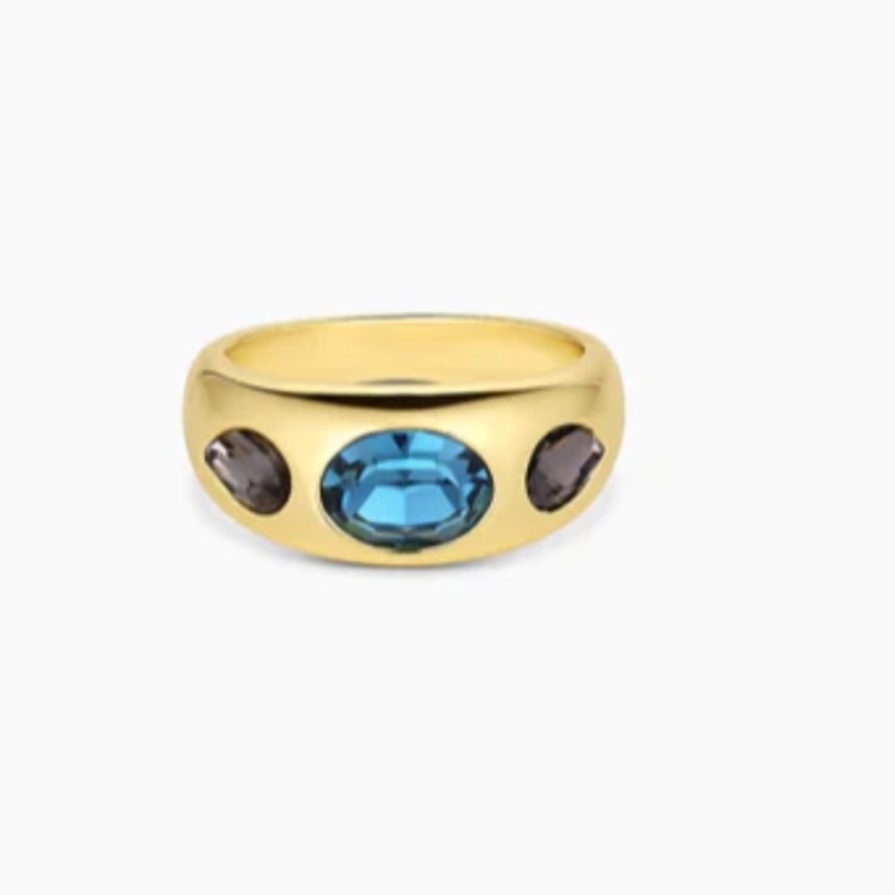 Gorjana Band Ring Nova Gold Plated Crystal Blue Sz.7 - Picture 6 of 12